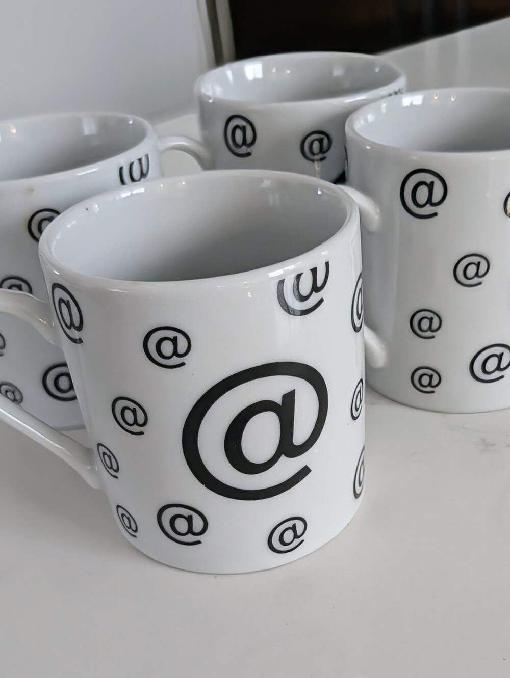 Espresso Cups White Ceramic @ Symbol Mug - Set of 4